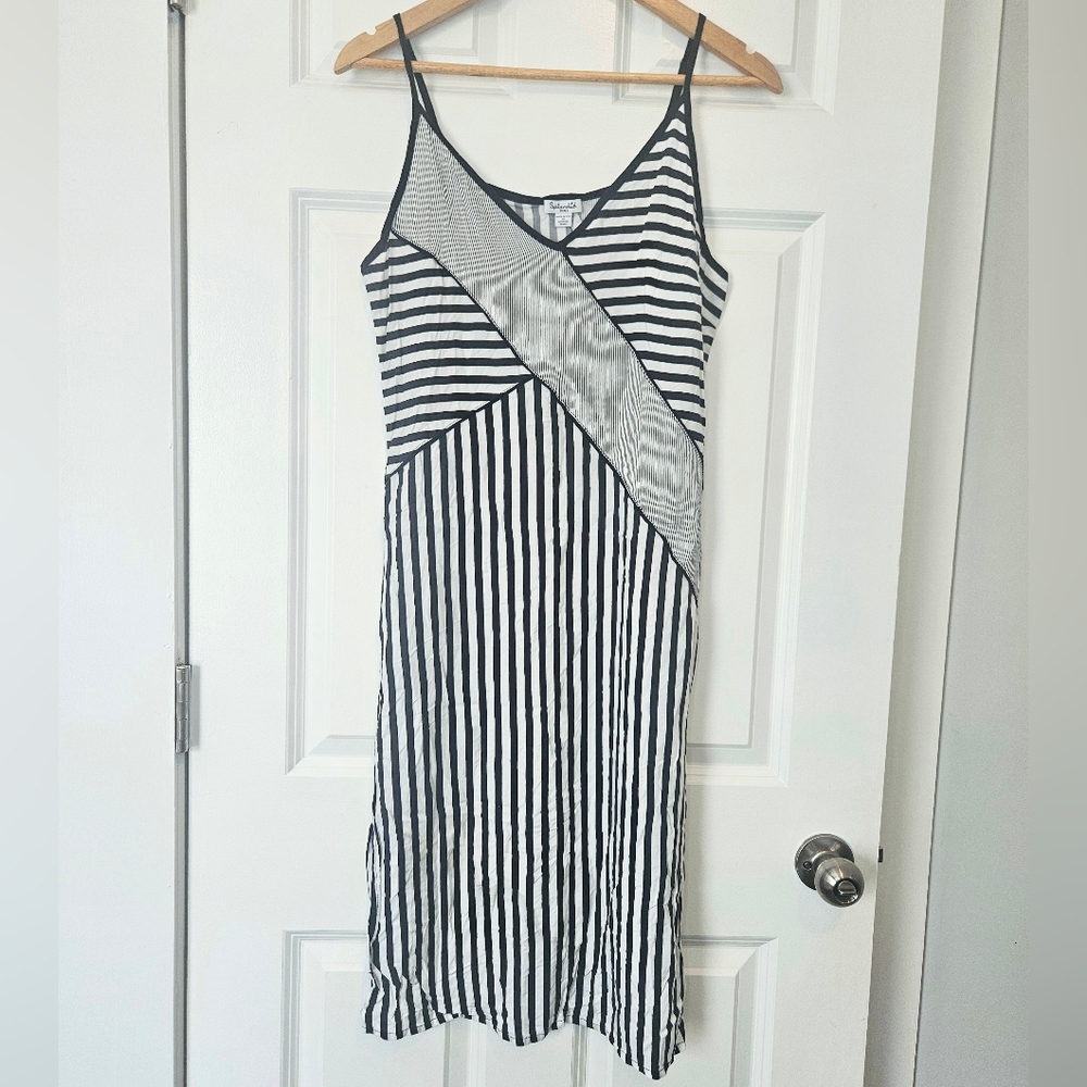 Splendid Boardwalk Navy & White Striped Colorblock Panel Midi Slip Dress NWT S - Picture 5 of 8